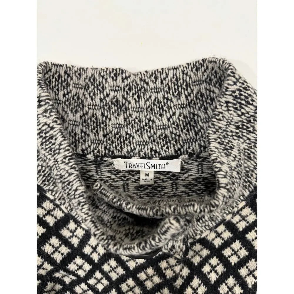 TravelSmith Women's Mock‎ Neck Wool Sweater Jacket Travel Nordic Winter Vintage